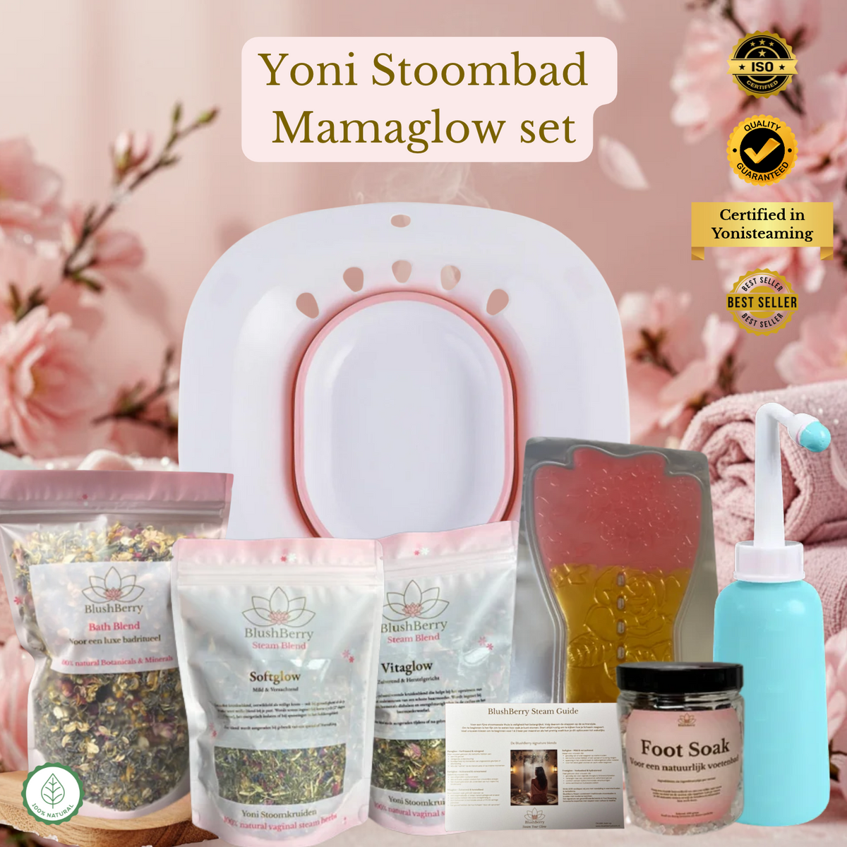 Yoni stoombad Mamaglow-set  -  liefdevolle selfcare na de bevalling