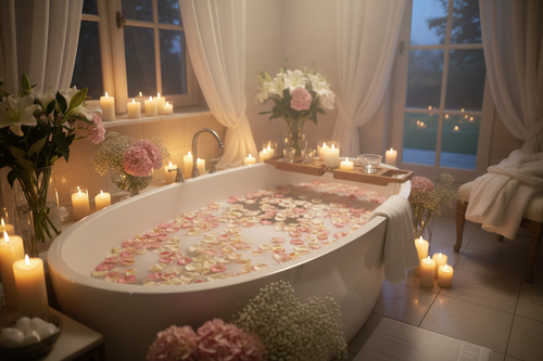 een bloemenbad romantisch