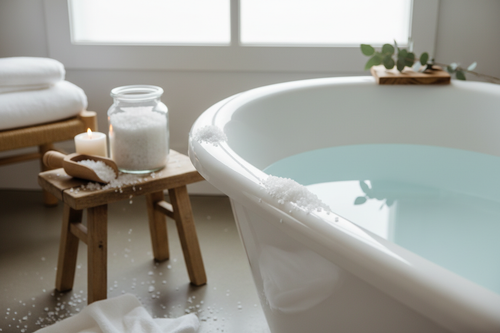 geen gekleurde zouten, epsom zout en grove zeezout